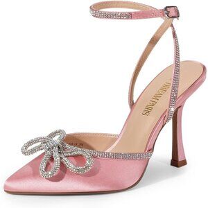 🆕 Women Pink High Heels Destiny Closed Toe Strappy Sexy Party Dress Shoes